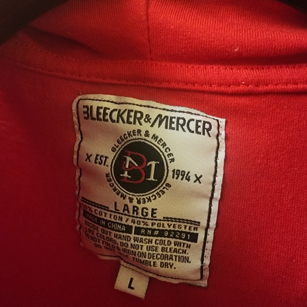 Bleeker And Mercer Red Hooded Shirt View 4